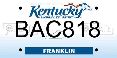 BAC818 Kentucky License Plate