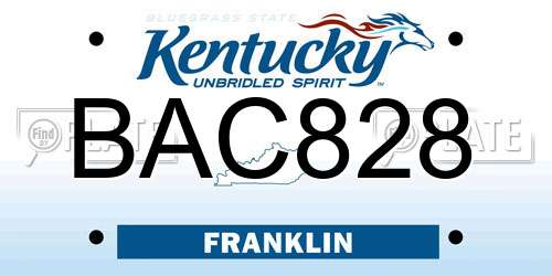 BAC828 Kentucky License Plate