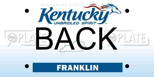 BACK Kentucky License Plate