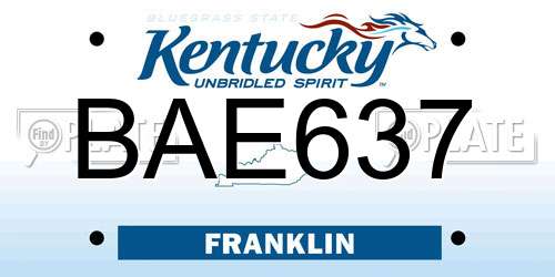 BAE637 Kentucky License Plate