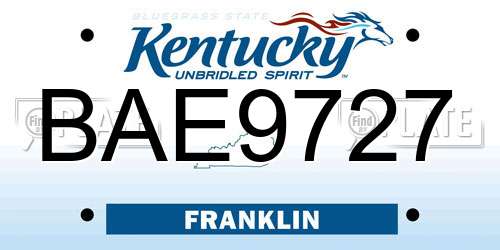 BAE9727 Kentucky License Plate