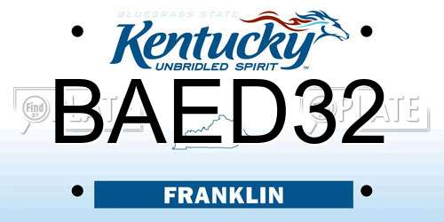 BAED32 Kentucky License Plate