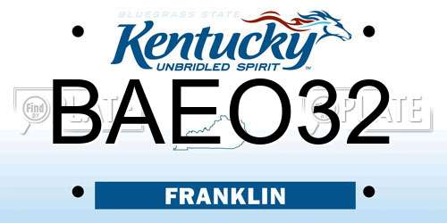 BAEO32 Kentucky License Plate