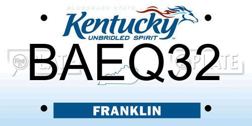 BAEQ32 Kentucky License Plate