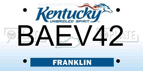 BAEV42 Kentucky License Plate