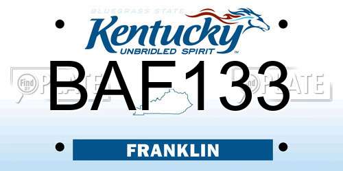 BAF133 Kentucky License Plate