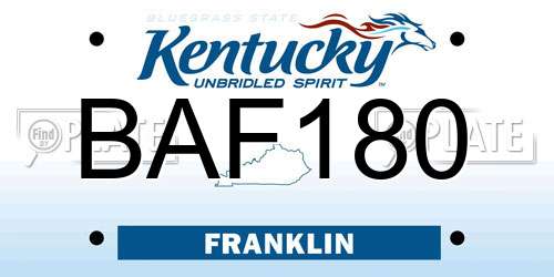 BAF180 Kentucky License Plate