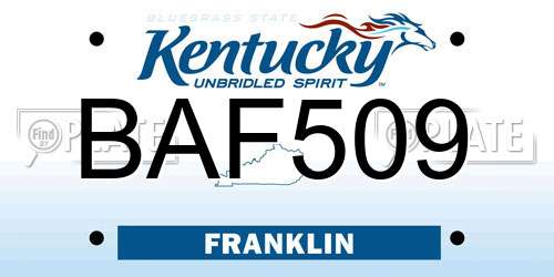 BAF509 Kentucky License Plate