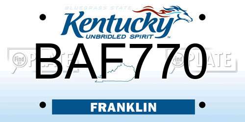 BAF770 Kentucky License Plate