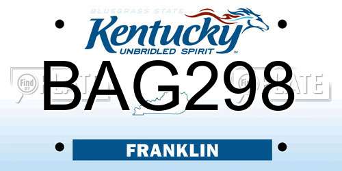 BAG298 Kentucky License Plate