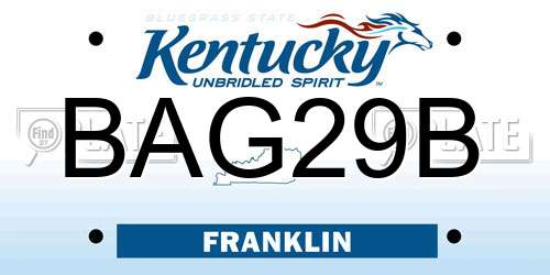 BAG29B Kentucky License Plate