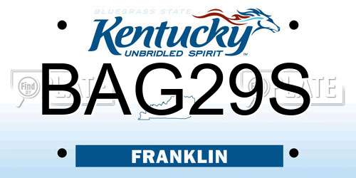 BAG29S Kentucky License Plate