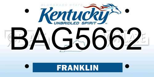 BAG5662 Kentucky License Plate