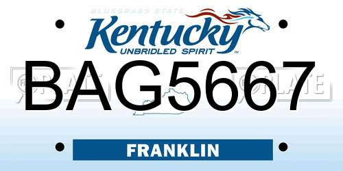 BAG5667 Kentucky License Plate