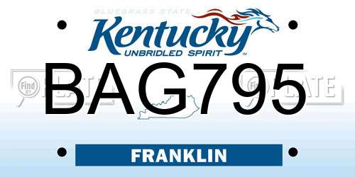 BAG795 Kentucky License Plate
