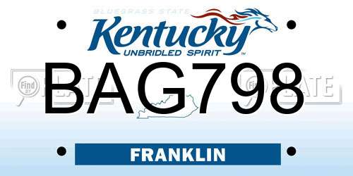 BAG798 Kentucky License Plate