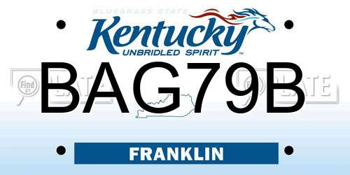 BAG79B Kentucky License Plate
