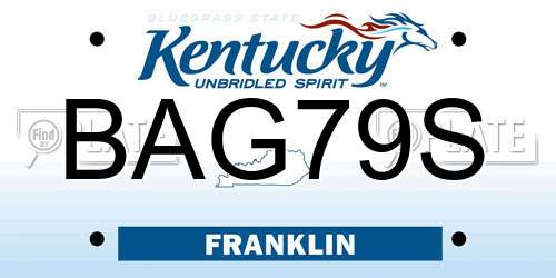 BAG79S Kentucky License Plate