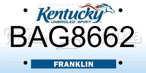 BAG8662 Kentucky License Plate