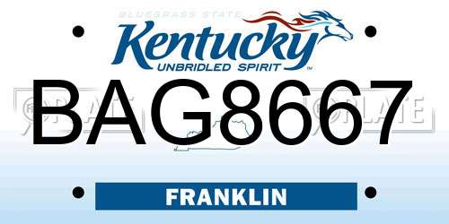 BAG8667 Kentucky License Plate