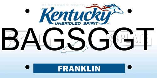 BAGSGGT Kentucky License Plate
