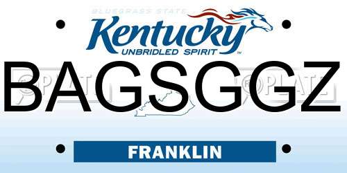 BAGSGGZ Kentucky License Plate