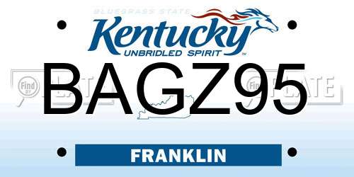 BAGZ95 Kentucky License Plate