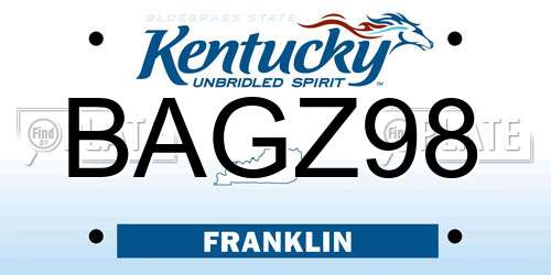 BAGZ98 Kentucky License Plate