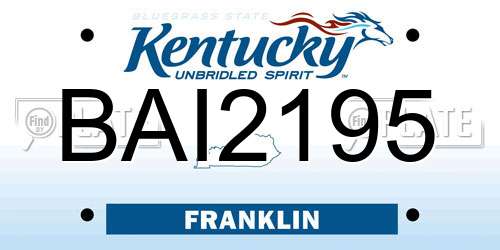 BAI2195 Kentucky License Plate