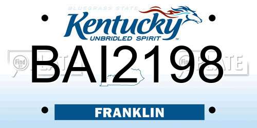 BAI2198 Kentucky License Plate