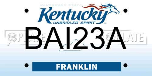 BAI23A Kentucky License Plate