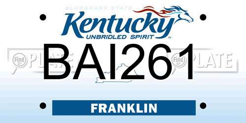 BAI261 Kentucky License Plate
