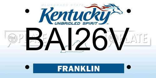 BAI26V Kentucky License Plate