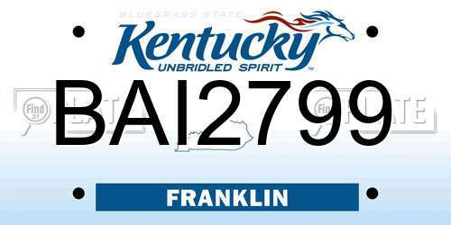 BAI2799 Kentucky License Plate