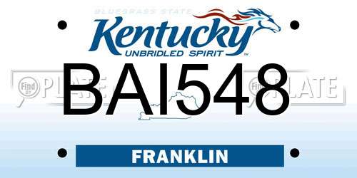 BAI548 Kentucky License Plate