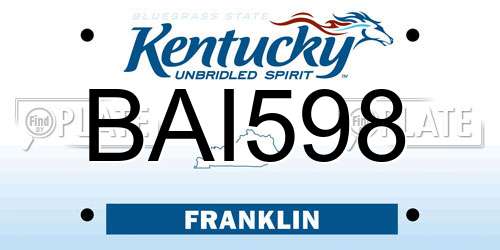 BAI598 Kentucky License Plate