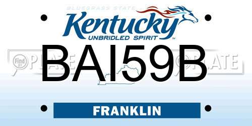 BAI59B Kentucky License Plate