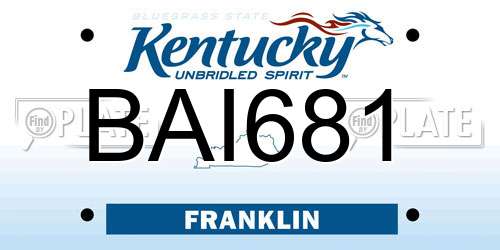 BAI681 Kentucky License Plate