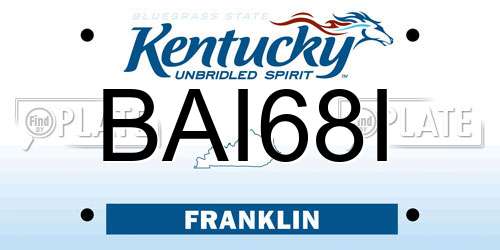 BAI68I Kentucky License Plate
