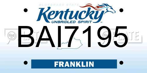 BAI7195 Kentucky License Plate