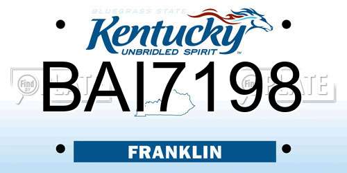 BAI7198 Kentucky License Plate