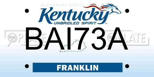 BAI73A Kentucky License Plate