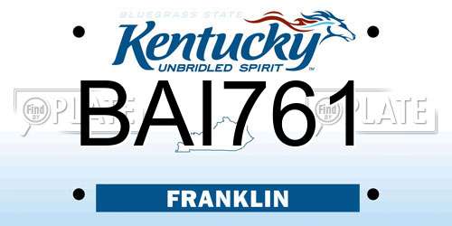 BAI761 Kentucky License Plate