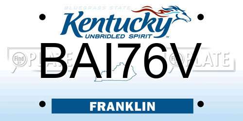 BAI76V Kentucky License Plate