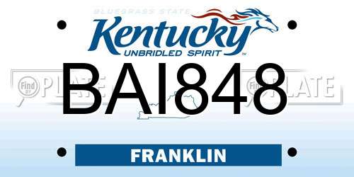 BAI848 Kentucky License Plate