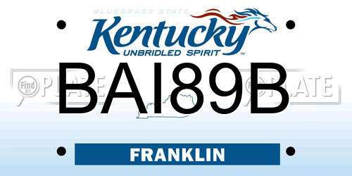 BAI89B Kentucky License Plate