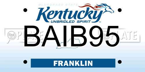 BAIB95 Kentucky License Plate