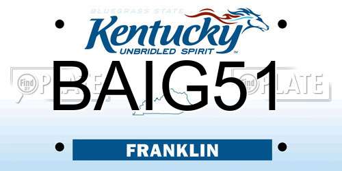 BAIG51 Kentucky License Plate