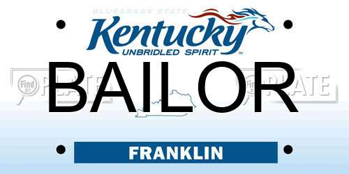 BAILOR Kentucky License Plate