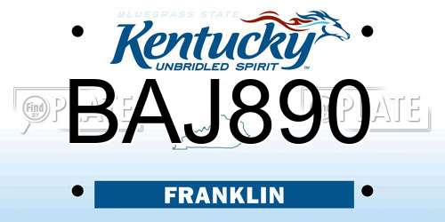 BAJ890 Kentucky License Plate